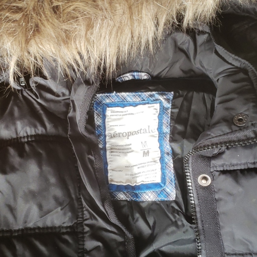 Aeropostale Puffer Vest Fur Hood M